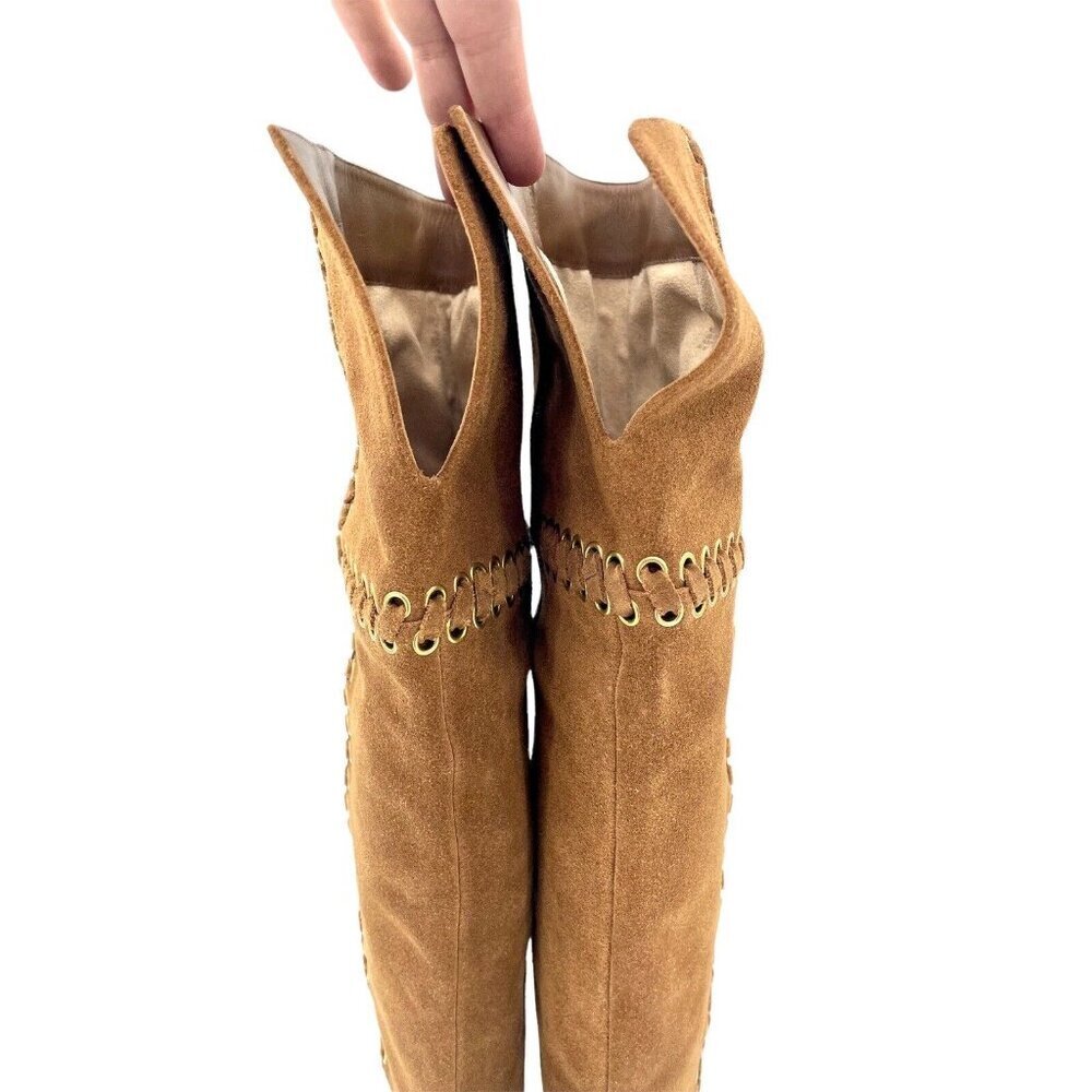 Michael Kors Boots Malin Grommet Suede Over-The-Knee Caramel SZ 6 New $395 - Picture 10 of 12